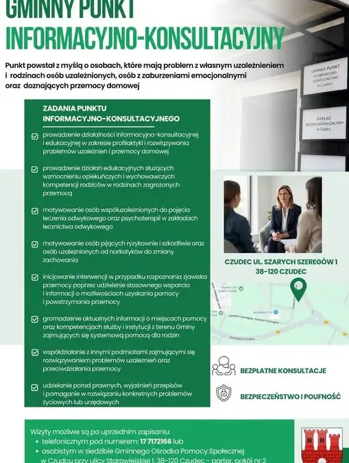 Gmina Czudec otwiera punkt wsparcia dla osób uzależnionych i dotkniętych przemocą