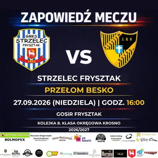 Strzelec Frysztak podejmie Przełom Besko w 8. kolejce Klasy Okręgowej