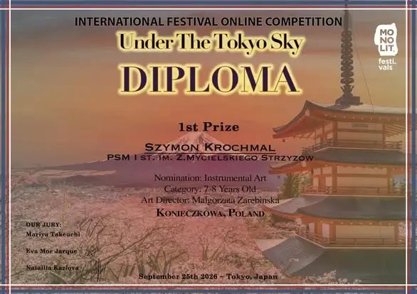 Szymon Krochmal z I miejscem w japońskim festiwalu „Under The Tokyo Sky”
