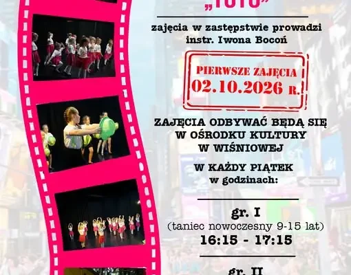 Zmiana grup tanecznych w Ośrodku Kultury w Wiśniowej – nowy podział i godziny zajęć