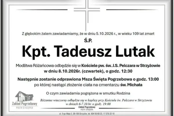 Strzyżów żegna kpt. Tadeusza Lutaka – 109-letniego bohatera. Pogrzeb w czwartek
