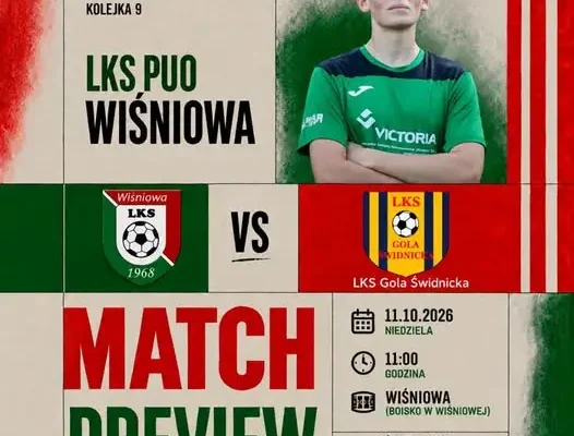 LKS PUD Wiśniowa zagra z LKS Gola Świdnicka w 9. kolejce B-klasy