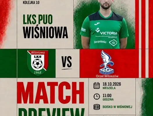 LKS Płomień Wiśniowa zagra z Orłem Witoszów w 10. kolejce B-klasy