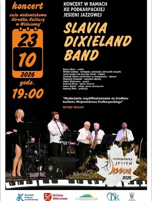 Slavia Dixieland Band zagra w Wiśniowej – wstęp wolny