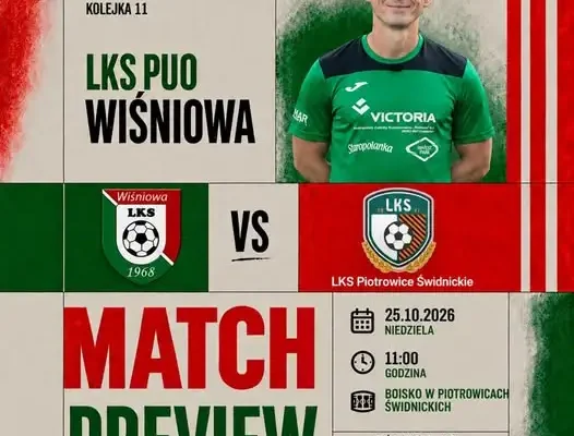 LKS Piotrowice Świdnickie zmierzy się z Wiśniową w wyjazdowym meczu B-klasy