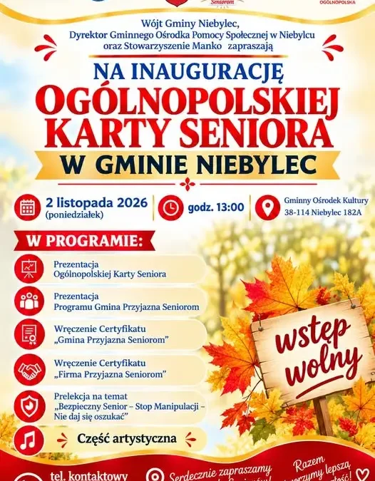 Gmina Niebylec inauguruje Ogólnopolską Kartę Seniora – uroczystość 2 listopada