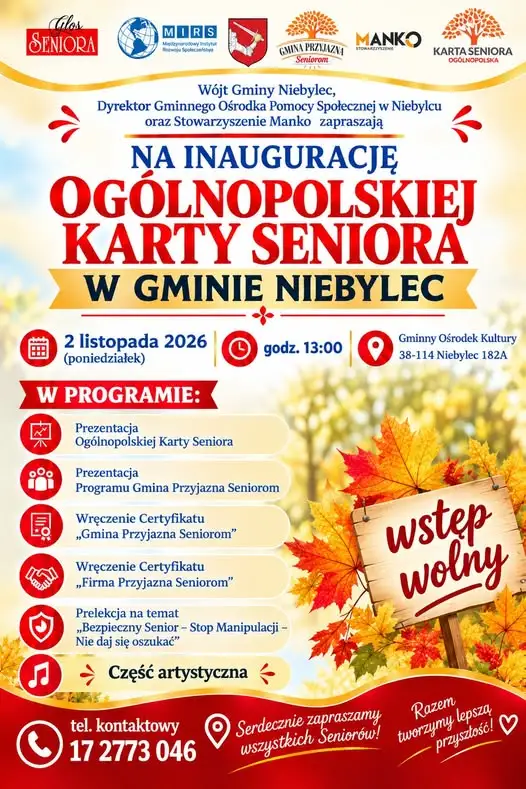 Gmina Niebylec inauguruje Ogólnopolską Kartę Seniora – uroczystość 2 listopada
